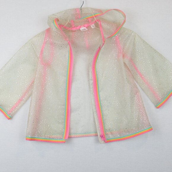 Gap Toddler Girl Size 3 Years Sparkle Rain Jacket Zipper Closure Hooded - Picture 1 of 14